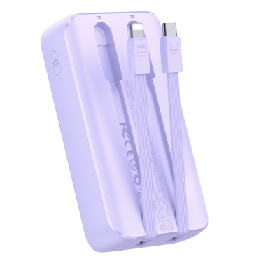 Mini Powerbank 20000mah s ugrađenim kablovima JR-PBC07 30W svijetlo ljubičasta