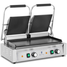 Doppio grill di contatto con una piastra liscia e circolata 48 x 23 cm 3600 W