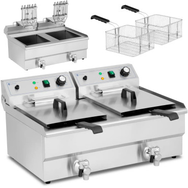 Fritadeira de câmara dupla de câmara de casal 2 x 16 l 6000 w