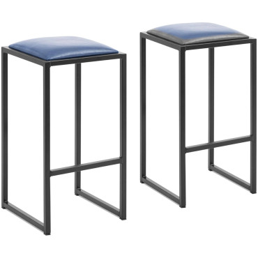 BAR STOOL HOKER METAL LOFT su apmušalais Juoda mėlyna - 2 vnt.
