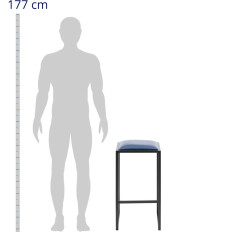 Bar Stool Hoker Metal Loft kárpitos fekete kék - 2 db.