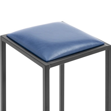 Bar Stool Hoker Metal Loft with Upholstery Black Blue - 2 pcs.