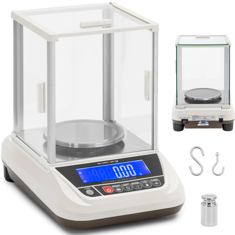 Laboratorní analytické měřítko se skleněným LCD krytem 3000 g / 0,01 g