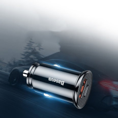 Carregador de carro inteligente com USB e USB-C QC PD Black Ports
