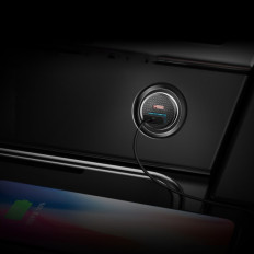 Intelligent bil lader med USB og USB-C QC PD SVART PORTS