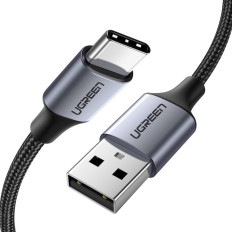Kabeļu USB kabelis - USB-C QC 3.0 3A 1m pelēks