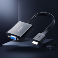 HDMI Adapter - VGA Micro USB AUX Audio 3.5mm Mini Jack Black