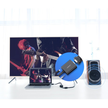 Adaptador HDMI - VGA Micro USB Aux Audio 3.5mm Mini Jack Preto