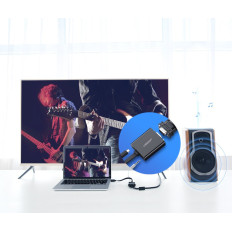 HDMI Adapter - VGA Micro USB AUX Audio 3.5mm Mini Jack Black