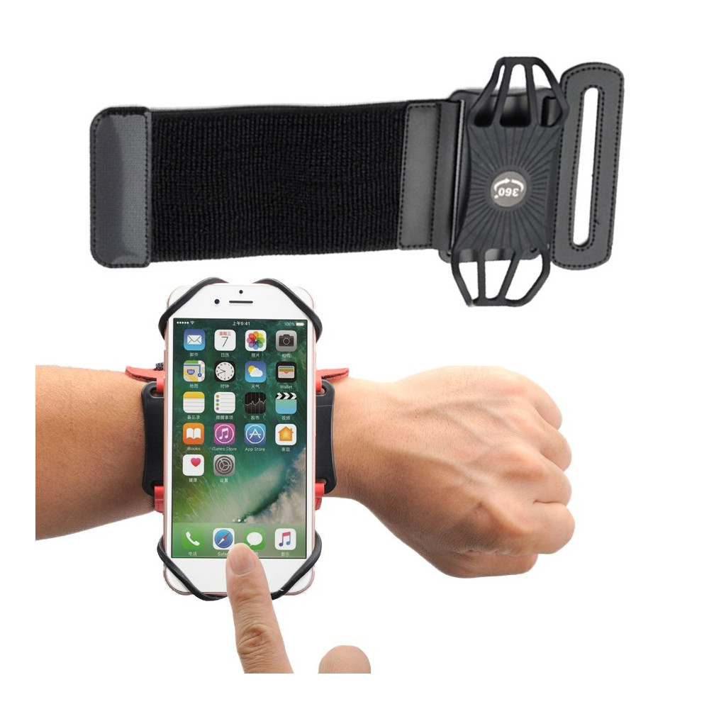 Chegada de telefone até 6 '' no pulso de uma banda esportiva para correr preto