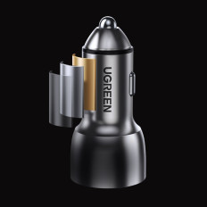 USB og USB-C QC 3.0 PD 36W 3A GRAY OPLAGER