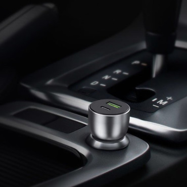 USB e USB-C QC 3.0 PD 36W 3A Cinza Carregador