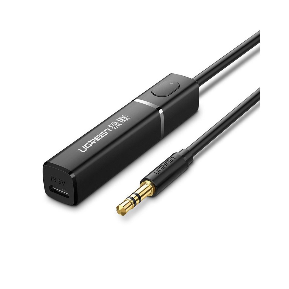 Bluetooth 5.0-sändare trådlös ljudadapter 3,5 mm mini jack svart