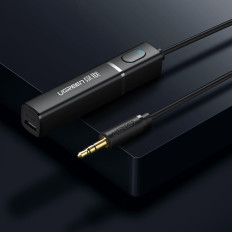 Bluetooth 5.0-sändare trådlös ljudadapter 3,5 mm mini jack svart