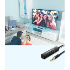 Bluetooth 5.0-sändare trådlös ljudadapter 3,5 mm mini jack svart