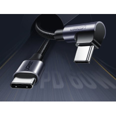 Leņķveida kabelis USB-C elektroenerģijas padeve 60W 20V 3A 1m melns un pelēks
