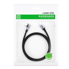Leņķveida kabelis USB-C elektroenerģijas padeve 60W 20V 3A 1m melns un pelēks