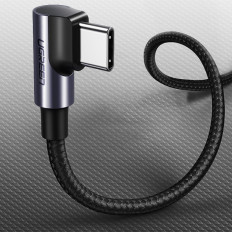 Leņķveida kabelis USB-C elektroenerģijas padeve 60W 20V 3A 1m melns un pelēks