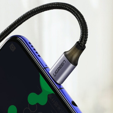 Leņķveida kabelis USB-C elektroenerģijas padeve 60W 20V 3A 1m melns un pelēks