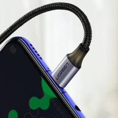 Leņķveida kabelis USB-C elektroenerģijas padeve 60W 20V 3A 1m melns un pelēks