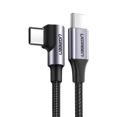 Leņķveida kabelis USB-C elektroenerģijas padeve 60W 20V 3A 2M melnā un pelēka