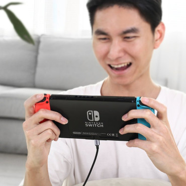 Angled kaabel USB-C võimsus tarnimine 60W 20v 3a 2m must ja hall