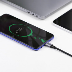 Leņķveida kabelis USB-C elektroenerģijas padeve 60W 20V 3A 2M melnā un pelēka