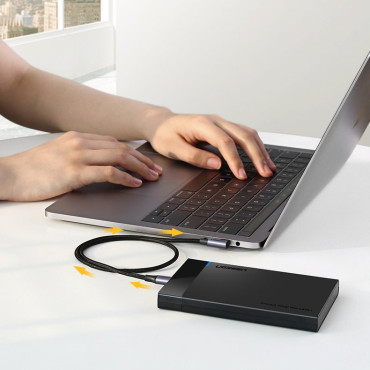 Leņķveida kabelis USB-C elektroenerģijas padeve 60W 20V 3A 2M melnā un pelēka