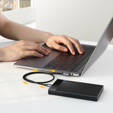 Leņķveida kabelis USB-C elektroenerģijas padeve 60W 20V 3A 2M melnā un pelēka