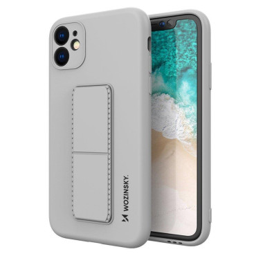 Cas de silicone avec iPhone 11 Pro Kickstand étui gris
