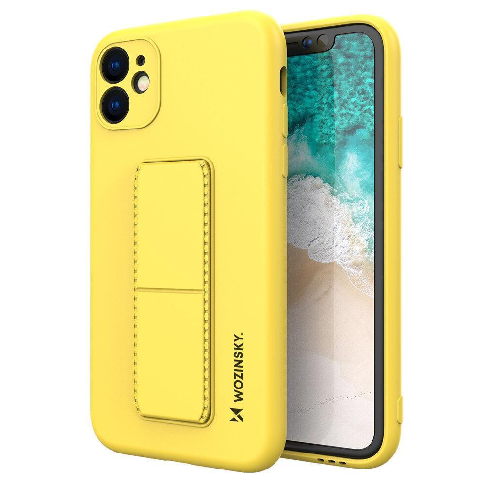 Silikonetui med iPhone 11 Pro Max Kickstand Case Yellow