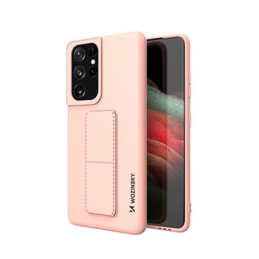 Silicone case with the case case Samsung Galaxy S21 Ultra 5g Kickstand Case pink