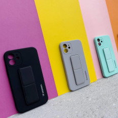 Silikonetui med saken SAMSUNG GALAXY S21 Ultra 5G Kickstand Veske Pink