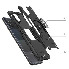 Soomustatud juhtumi puhul + magnetiline valdaja Samsung Galaxy A42 5G Ring Armor roosa