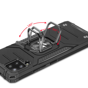 Soomustatud juhtumi puhul + magnetiline valdaja Samsung Galaxy A42 5G Ring Armor roosa