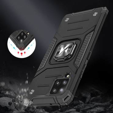 Soomustatud juhtumi puhul + magnetiline valdaja Samsung Galaxy A42 5G Ring Armor roosa