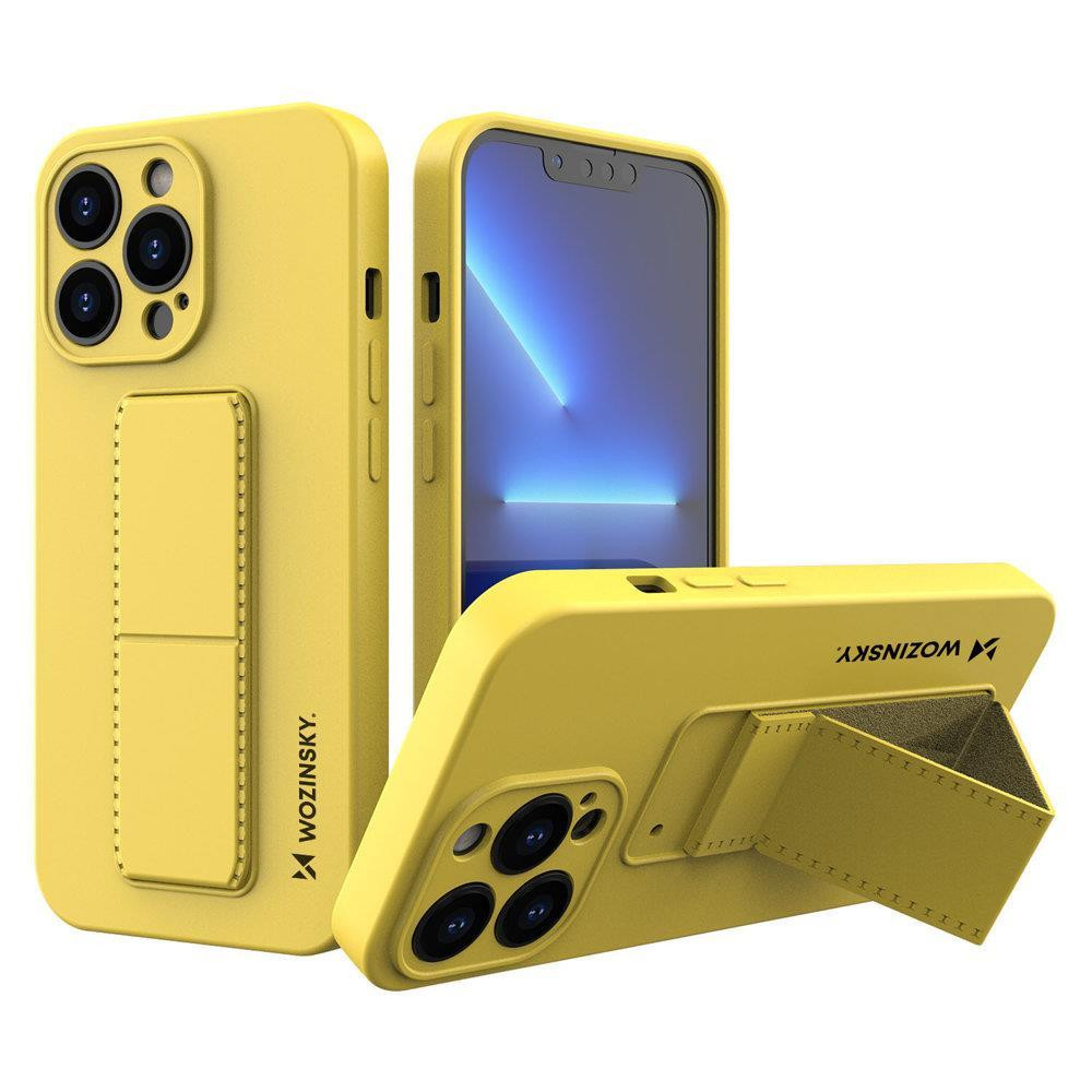 Cas de silicone avec iPhone 13 Pro Max Kickstand Case Jaune