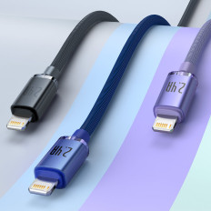 Kaapeli iPhone-kaapeli nopeaan lataukseen ja tiedonsiirtoon USB - Lightning 2.4a 2m sininen