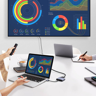 USB adapterio adapteris - HDMI + VGA Gray