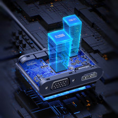 Προσαρμογέας προσαρμογέα USB - HDMI + VGA γκρι