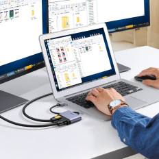 Adaptér USB adaptéru - HDMI + VGA šedá