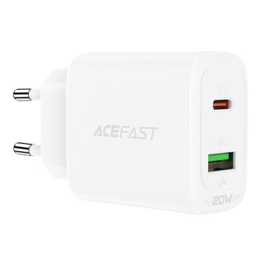 USB-C και φορτιστή δικτύου USB 20W PPS PD QC 3.0 AFC FCP White