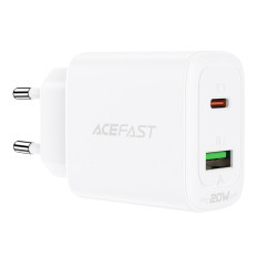 USB-C un USB tīkla lādētājs 20W PPS PD QC 3.0 AFC FCP White