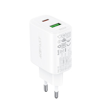 USB-C och USB-nätverk laddare 20W PPS PD QC 3.0 AFC FCP vit