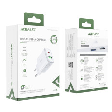 USB-C och USB-nätverk laddare 20W PPS PD QC 3.0 AFC FCP vit