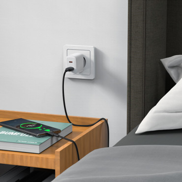USB-C och USB-nätverk laddare 20W PPS PD QC 3.0 AFC FCP vit