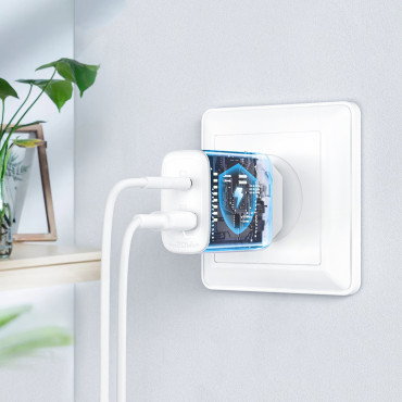 USB-C och USB-nätverk laddare 20W PPS PD QC 3.0 AFC FCP vit