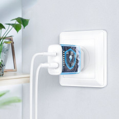 USB-C un USB tīkla lādētājs 20W PPS PD QC 3.0 AFC FCP White