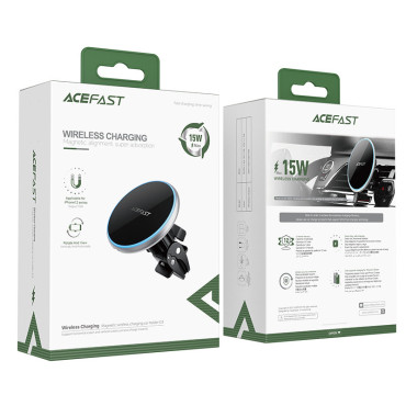 Carregador sem fio do carro Qi com Magsafe 15w Heyylation Wentylation Black
