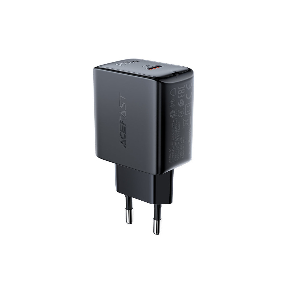 Carregador de rede preto de entrega de energia USB-C 20W